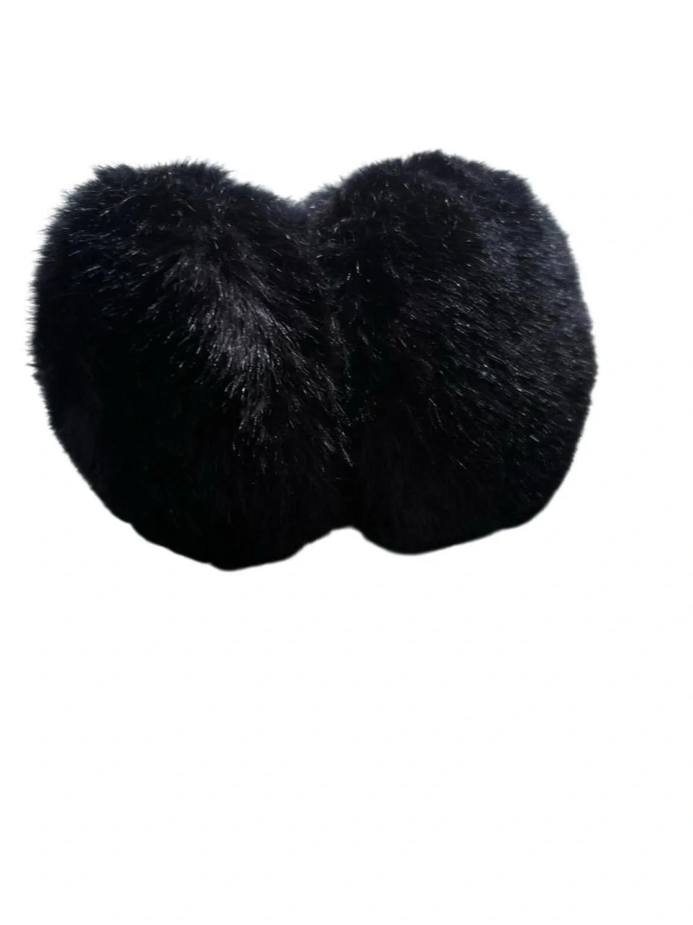 kate spade Black Faux Fur Heart Earmuffs with Ribbon Bow